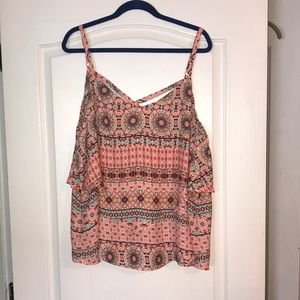 Pink Geometric Double Layer Tank Top